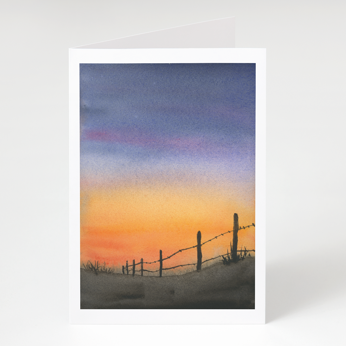 &quot;Fence in Sunset&quot; Greet &amp; Frame Greeting Card